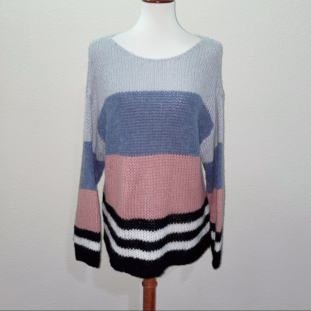 Lucky Brand Bold Stripe Pullover Sweater Size XL